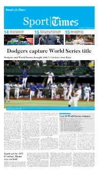 Dodgers Capture World Series Title Dodgers End World Series Drought with 3-1 Victory Over Rays