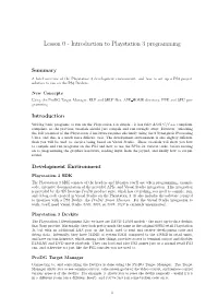 Introduction to Playstation 3 Programming