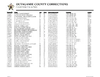 OUTAGAMIE COUNTY CORRECTIONS Current Inmate List, by Name