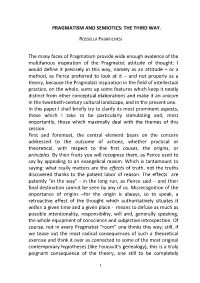 Pragmatism and Semiotics: the Third Way