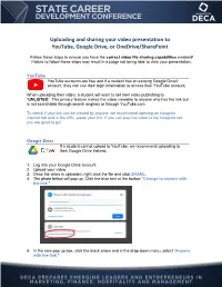 Uploading and Sharing Your Video Presentation to Youtube, Google Drive, Or Onedrive/Sharepoint