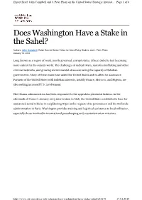 Does Washington Have a Stake in the Sahel?
