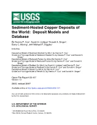 Sediment-Hosted Copper Deposits of the World: Deposit Models and Database