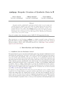 Synthpop: Bespoke Creation of Synthetic Data in R