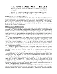 THE PORT HENRY FACT FINDER Reporting the News and Needs of Port Henry and Surrounding Area Vol