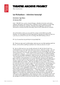 Theatre Archive Project: Interview with Ian Richardson