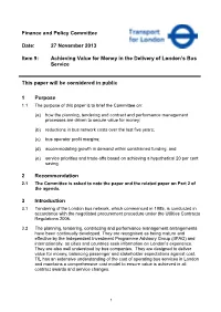 Achieving Value for Money in the Delivery of London's Bus Service