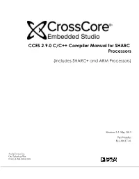 CCES 2.9.0 C/C++ Compiler Manual for SHARC Processors