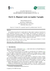 On D. G. Higman's Note on Regular 3-Graphs
