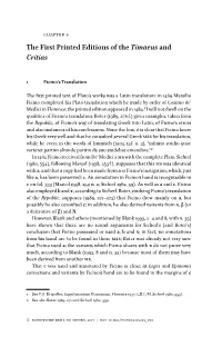 The First Printed Editions of the Timaeus and Critias