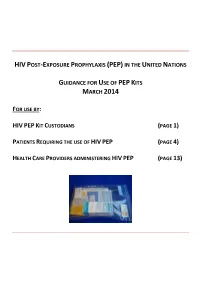 Hiv Post-Exposure Prophylaxis (Pep) in the United Nations
