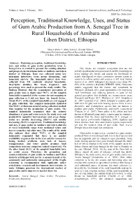Perception, Traditional Knowledge, Uses, and Status of Gum Arabic Production from A