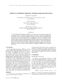 Analysis of Wet-Bulb Globe Temperature Calculations Using In-Situ Observations