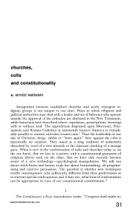 Churches, Cults and Constitutionality A
