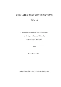 Cognate Object Constructions In