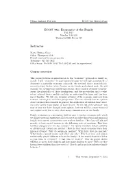 ECON 782: Economics of the Family Instructor Course Overview