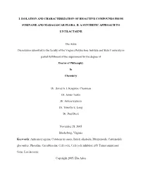I. Isolation and Characterization of Bioactive Compounds From