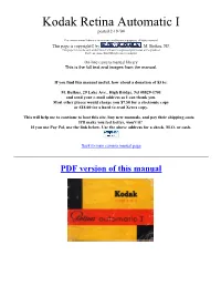 Kodak Retina Automatic I Posted 2-19-'04