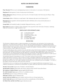 Notes on Benefactors Founders