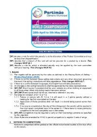 SAILING INSTRUCTIONS [DP] Denotes A