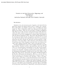 Statistics in the State Universities: Beginnings and Establishment C.C