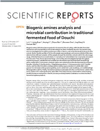 Biogenic Amines Analysis and Microbial Contribution in Traditional