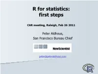 R for Statistics: First Steps