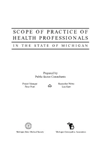 Scope of Practice of Health Professionals in the State of Michigan