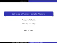 Subfields of Central Simple Algebras