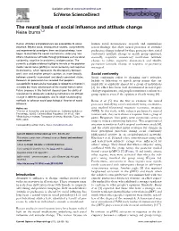 The Neural Basis of Social Influence and Attitude Change