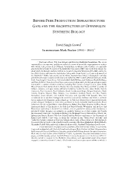 Before Peer Production: Infrastructure Gaps and the Architecture of Openness in Synthetic Biology