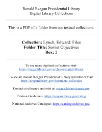 Collection: Lynch, Edward: Files Folder Title: Soviet Objectives Box: 2