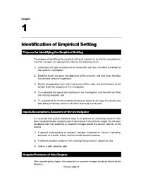 Identification of Empirical Setting