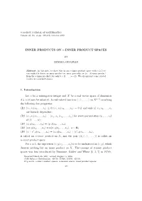 INNER PRODUCTS on N-INNER PRODUCT SPACES