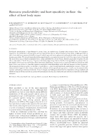 Resource Predictability and Host Specificity in Fleas