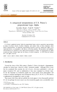 A Categorical Interpretation of C.S. Peirce's Propositional Logic Alpha