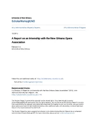 A Report on an Internship with the New Orleans Opera Association