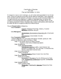 Classification of Parasites BLY 459 First Lab Test (October 10, 2010)