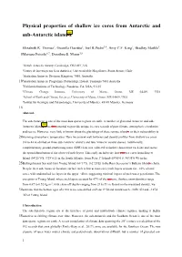 Physical Properties of Shallow Ice Cores from Antarctic and Sub-Antarctic Island's