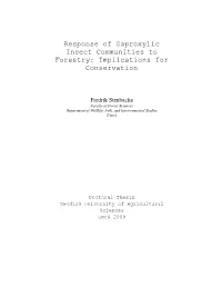 Response of Saproxylic Insect Communities to Forestry: Implications for Conservation