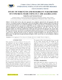 Study of Strength and Durability Parameters of Concrete Made Using