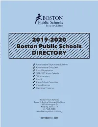 2019-2020 Boston Public Schools DIRECTORY