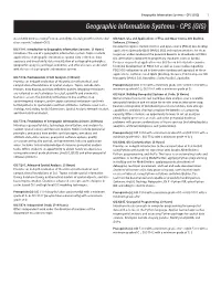 Geographic Information Systems - CPS (GIS) 1 Geographic Information Systems - CPS (GIS)