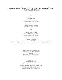 Guidebook on Preserving the Functionality of State Highways in Texas
