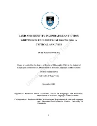 Land and Identity in Zimbabwean Fiction Writings in English from 2000-2010