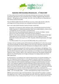 September 2019 Secondary Allocations Etc