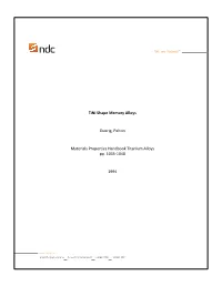 Tini Shape Memory Alloys Duerig, Pelton Materials Properties
