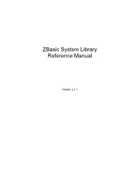Zbasic System Library Reference Manual