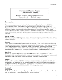 Annual Review of the Developmental Fisheries Program for 2007