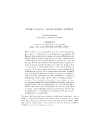 Decentralization: an Incomplete Ambition